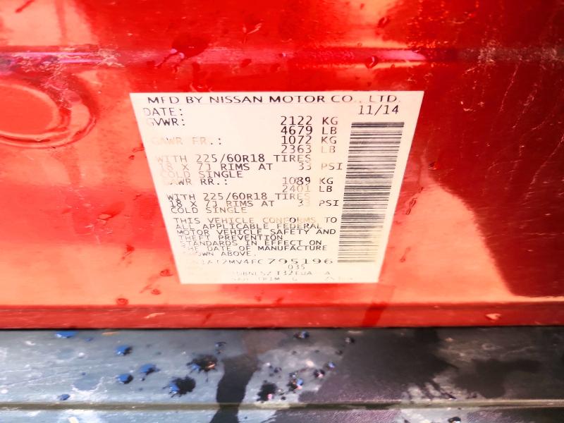 2015 Nissan Rogue მანქანა იყიდება აუქციონზე, vin: 5N1AT2MV4FC795196, აუქციონის ნომერი: 59114486