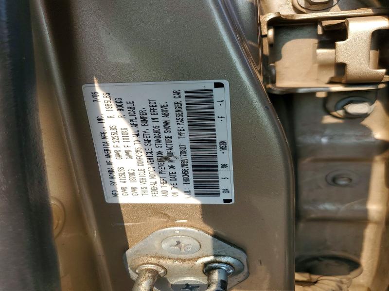 Aukcja sprzedaży 2005 Honda Accord, vin: 1HGCM56785A170807, numer aukcji: 59855856