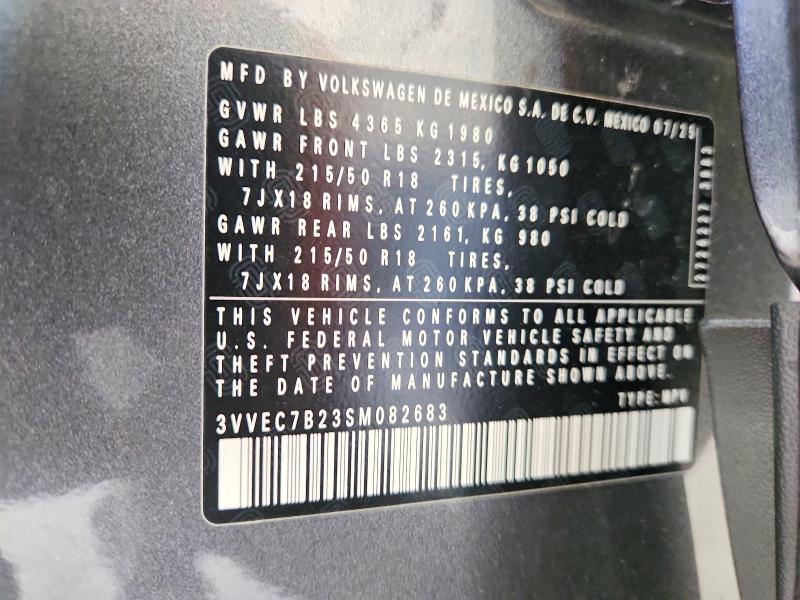 Aukcja sprzedaży 2025 Volkswagen Taos, vin: 3VVEC7B23SM082683, numer aukcji: 60820526