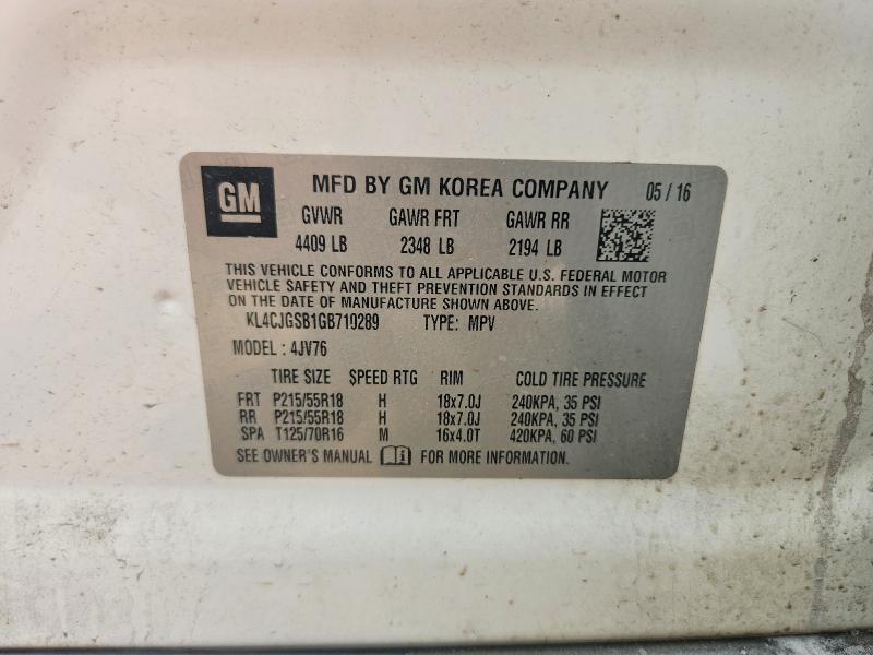 Продажа на аукционе авто 2016 Buick Encore, vin: KL4CJGSB1GB710289, номер лота: 60822506