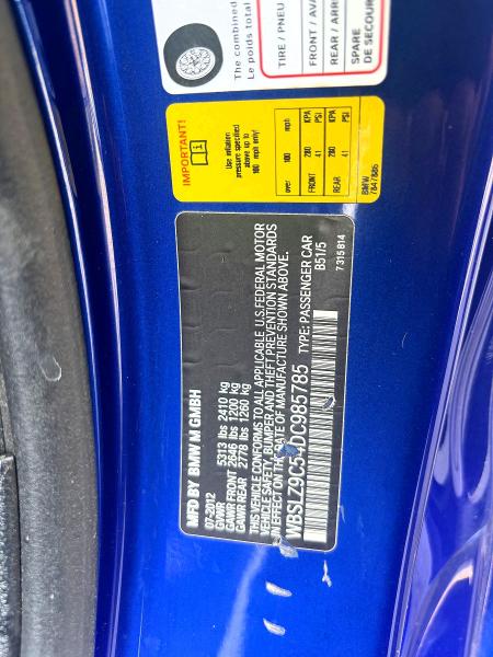 63015536 :رقم المزاد ، WBSLZ9C54DC985785 vin ، 2013 Bmw M6 مزاد بيع