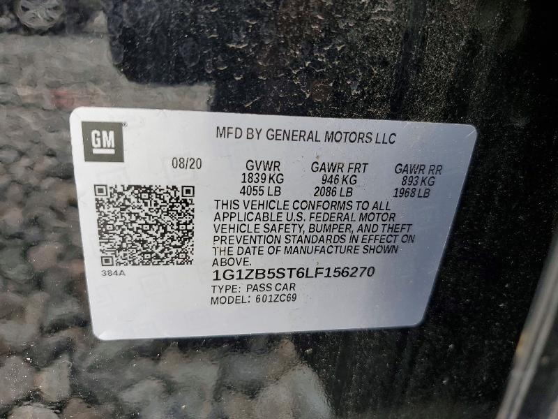Продажа на аукционе авто 2020 Chevrolet Malibu, vin: 1G1ZB5ST6LF156270, номер лота: 59063866