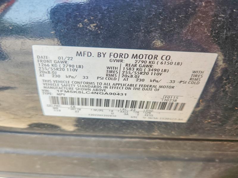 Aukcja sprzedaży 2022 Ford Explorer, vin: 1FM5K8LC4NGA90431, numer aukcji: 61525566