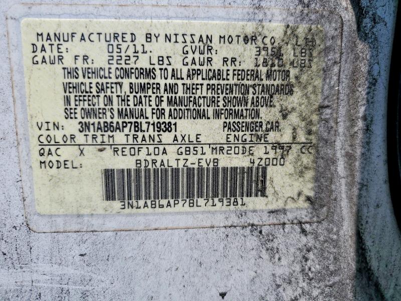 60052066 :رقم المزاد ، 3N1AB6AP7BL719381 vin ، 2011 Nissan Sentra مزاد بيع