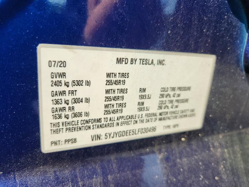 Aukcja sprzedaży 2020 Tesla Model Y, vin: 5YJYGDEE5LF030496, numer aukcji: 62521066
