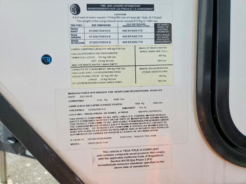 Продажа на аукционе авто 2022 Heartland North Trai, vin: 5SFNB2825NE484269, номер лота: 61398846