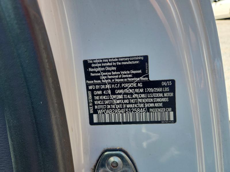 Продаж на аукціоні авто 2015 Porsche 911, vin: WP0AB2A94FS125846, номер лоту: 60647576