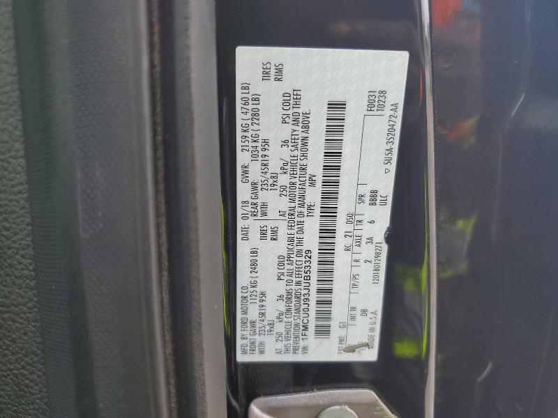 Aukcja sprzedaży 2018 Ford Escape, vin: 1FMCU0J93JUB53329, numer aukcji: 60702616