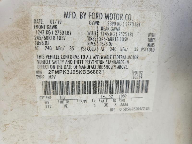 Aukcja sprzedaży 2019 Ford Edge, vin: 2FMPK3J95KBB68821, numer aukcji: 61137166