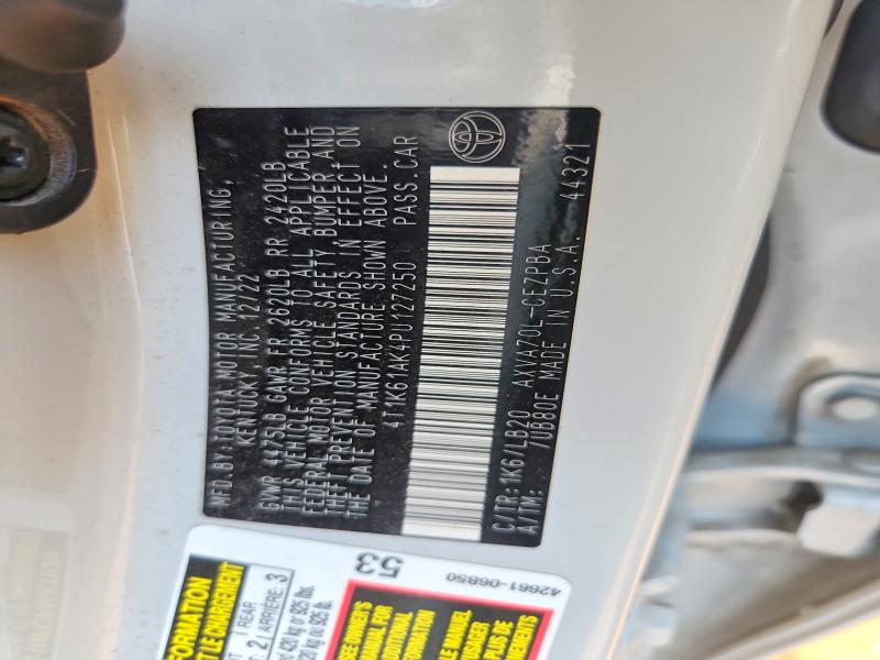 2023 Toyota Camry მანქანა იყიდება აუქციონზე, vin: 4T1K61AK4PU127250, აუქციონის ნომერი: 59827016