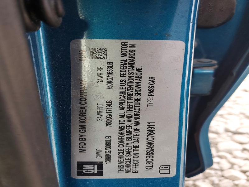 61392596 :رقم المزاد ، KL8CB6SA9KC764911 vin ، 2019 Chevrolet Spark مزاد بيع