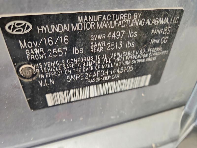 59645856 :رقم المزاد ، 5NPE24AF0HH445105 vin ، 2017 Hyundai Sonata مزاد بيع