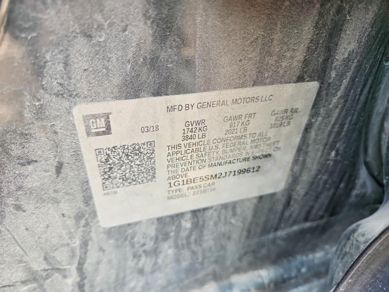 Продаж на аукціоні авто 2018 Chevrolet Cruze, vin: 1G1BE5SM2J7199612, номер лоту: 61763546