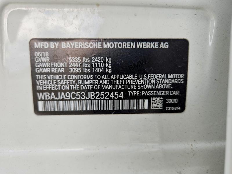 Продажа на аукционе авто 2018 Bmw 530e, vin: WBAJA9C53JB252454, номер лота: 59318666