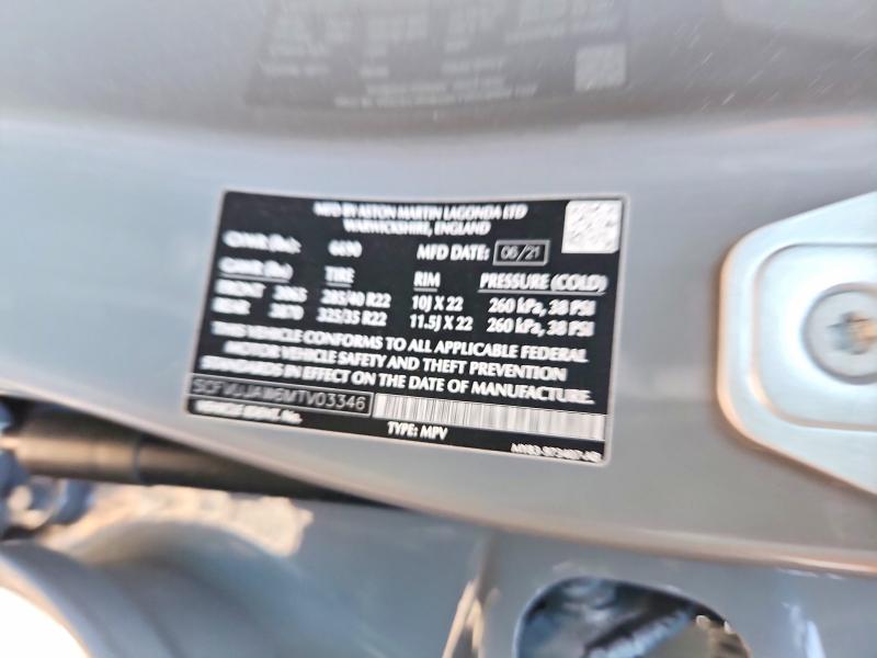 Aukcja sprzedaży 2021 Aston Martin Dbx, vin: SCFVUJAW6MTV03346, numer aukcji: 59180546