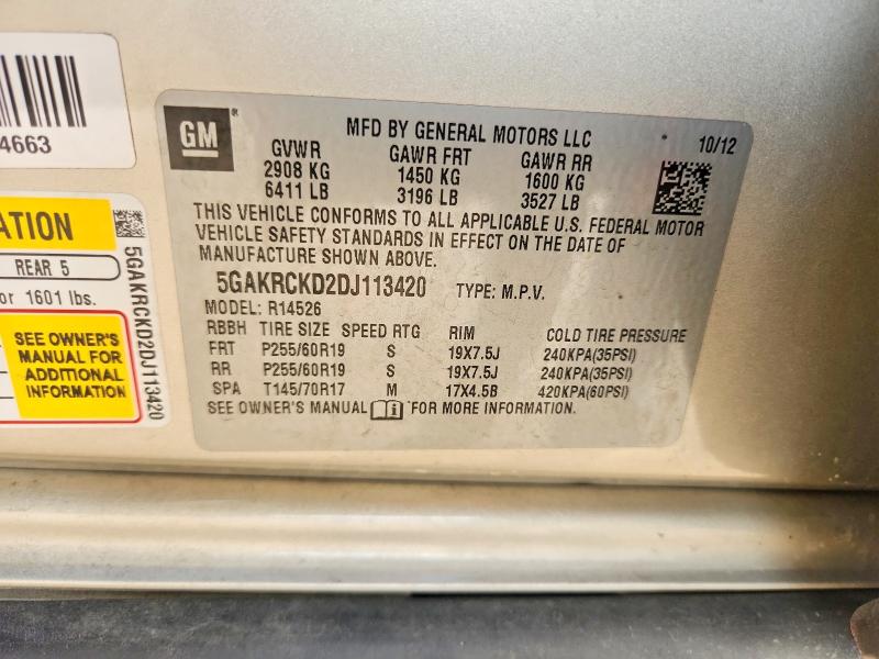 62301566 :رقم المزاد ، 5GAKRCKD2DJ113420 vin ، 2013 Buick Enclave مزاد بيع