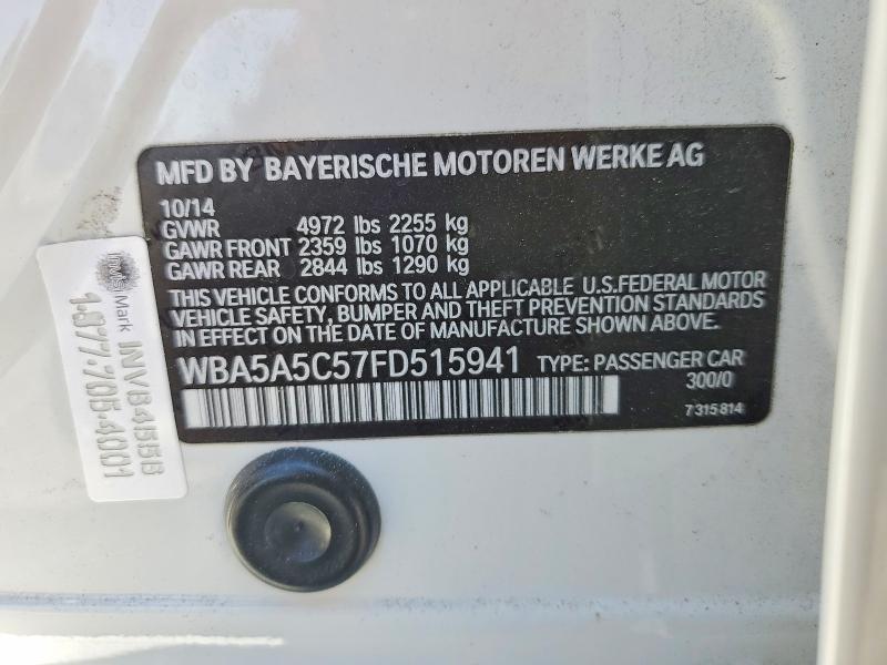 62344626 :رقم المزاد ، WBA5A5C57FD515941 vin ، 2015 Bmw 528 مزاد بيع