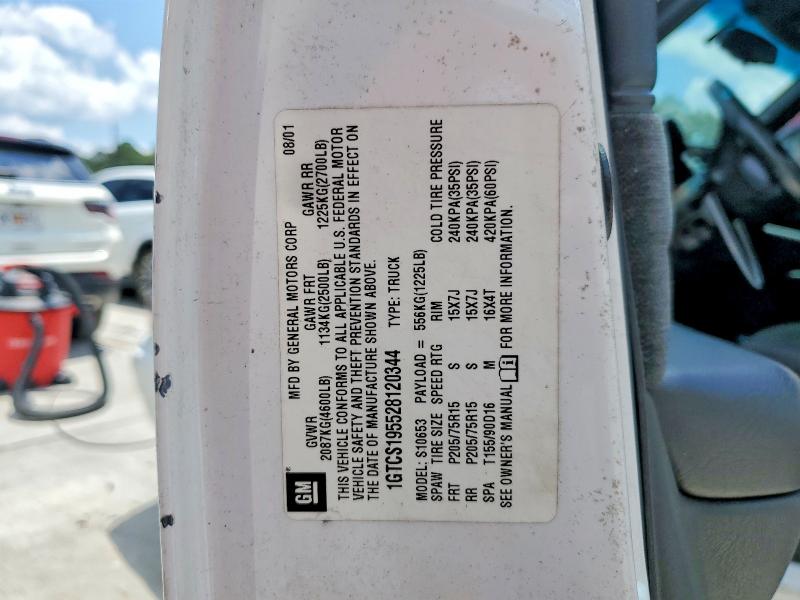 2002 Gmc Sonoma მანქანა იყიდება აუქციონზე, vin: 1GTCS195528120344, აუქციონის ნომერი: 60445456