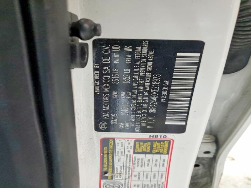 59285726 :رقم المزاد ، 3KPA24AB0KE218973 vin ، 2019 Kia Rio مزاد بيع