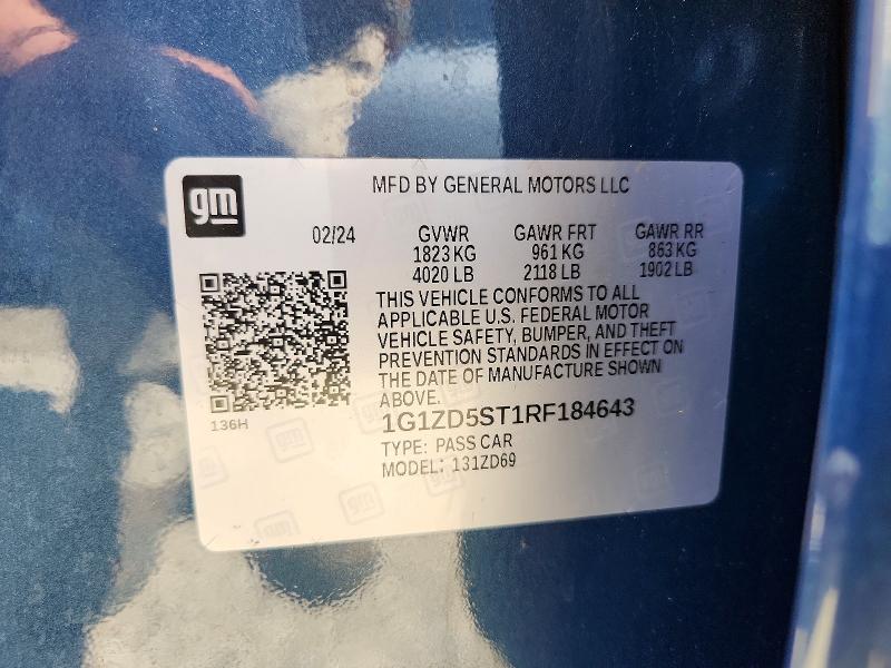 Продаж на аукціоні авто 2024 Chevrolet Malibu, vin: 1G1ZD5ST1RF184643, номер лоту: 63295416