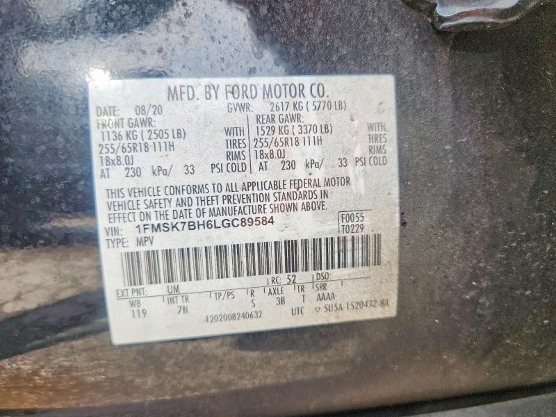 61218116 :رقم المزاد ، 1FMSK7BH6LGC89584 vin ، 2020 Ford Explorer مزاد بيع