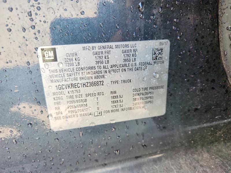 2017 Chevrolet Silverado მანქანა იყიდება აუქციონზე, vin: 1GCVKREC1HZ366872, აუქციონის ნომერი: 61996356