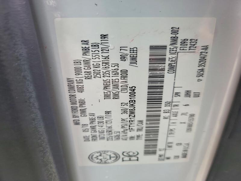 Aukcja sprzedaży 2018 Ford Transit, vin: 1FTYR1ZM8JKB10045, numer aukcji: 61179186