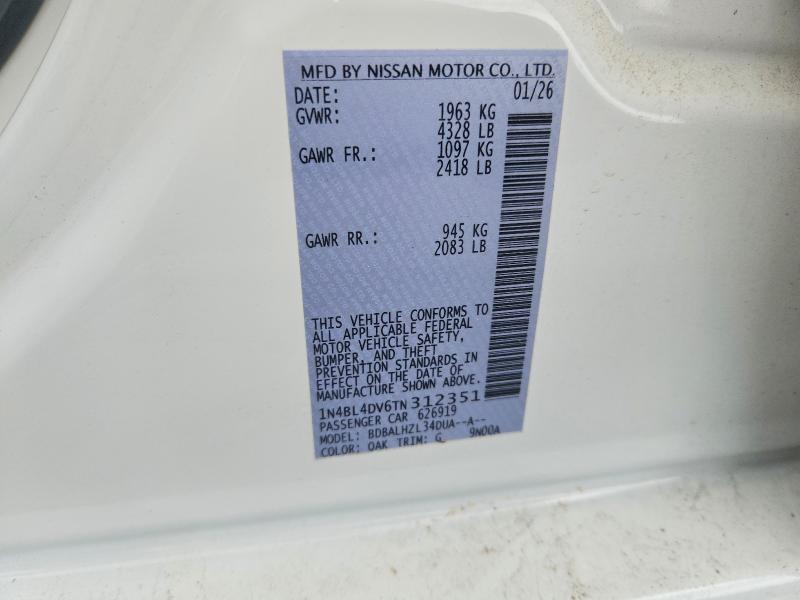 61492906 :رقم المزاد ، 1N4BL4DV6TN312351 vin ، 2026 Nissan Altima مزاد بيع