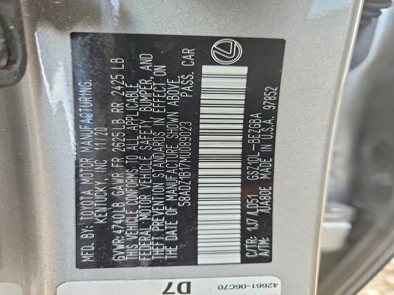 Aukcja sprzedaży 2021 Lexus Es 350, vin: 58ADZ1B17MU089023, numer aukcji: 62563616