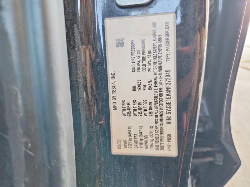 Aukcja sprzedaży 2022 Tesla Model 3, vin: 5YJ3E1EA4NF372049, numer aukcji: 62008776