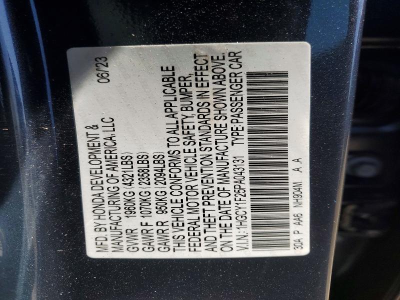 Aukcja sprzedaży 2023 Honda Accord, vin: 1HGCY1F25PA043131, numer aukcji: 60406796
