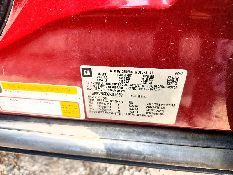 2015 Gmc Acadia მანქანა იყიდება აუქციონზე, vin: 1GKKVRKD6FJ349251, აუქციონის ნომერი: 61778466