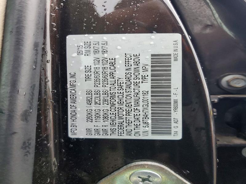 59992216 :رقم المزاد ، 5J8TB4H7XGL001182 vin ، 2016 Acura Rdx مزاد بيع