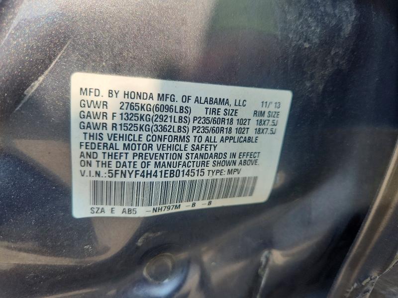 Продаж на аукціоні авто 2014 Honda Pilot, vin: 5FNYF4H41EB014515, номер лоту: 62046336