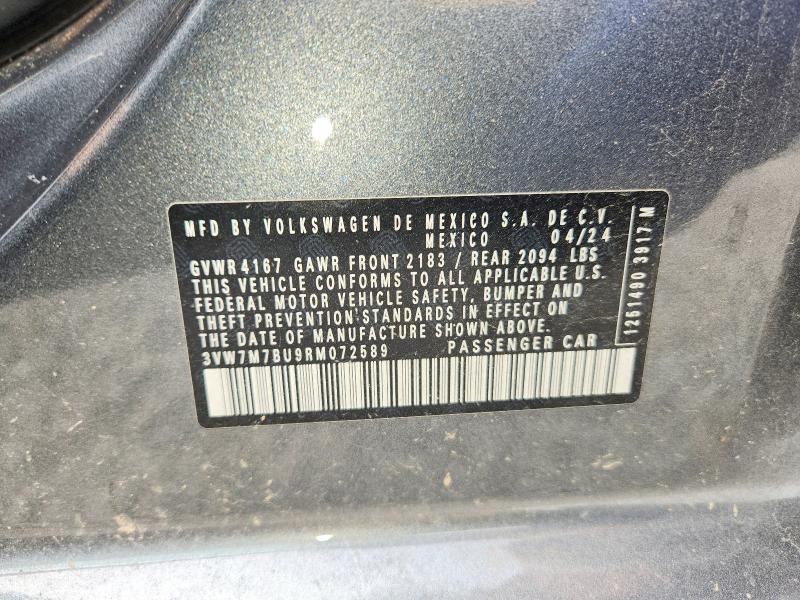 Aukcja sprzedaży 2024 Volkswagen Jetta, vin: 3VW7M7BU9RM072589, numer aukcji: 61580036