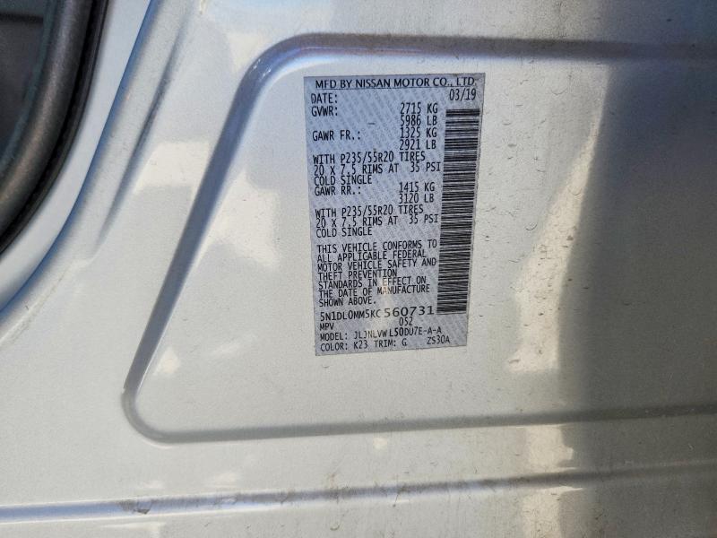 Продаж на аукціоні авто 2019 Infiniti Qx60, vin: 5N1DL0MM5KC560731, номер лоту: 62654956