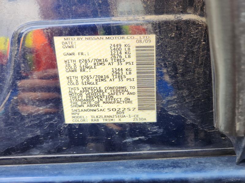 Продажа на аукционе авто 2010 Nissan Xterra, vin: 5N1AN0NW5AC502257, номер лота: 59177326
