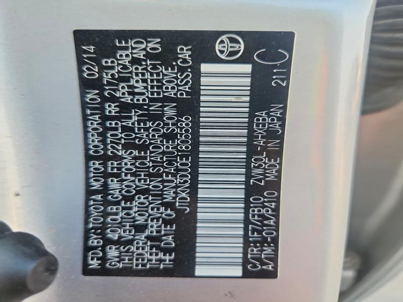 Aukcja sprzedaży 2014 Toyota Prius, vin: JTDKN3DU0E1805586, numer aukcji: 61926766
