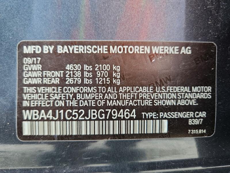 2018 Bmw 430i მანქანა იყიდება აუქციონზე, vin: WBA4J1C52JBG79464, აუქციონის ნომერი: 59878326