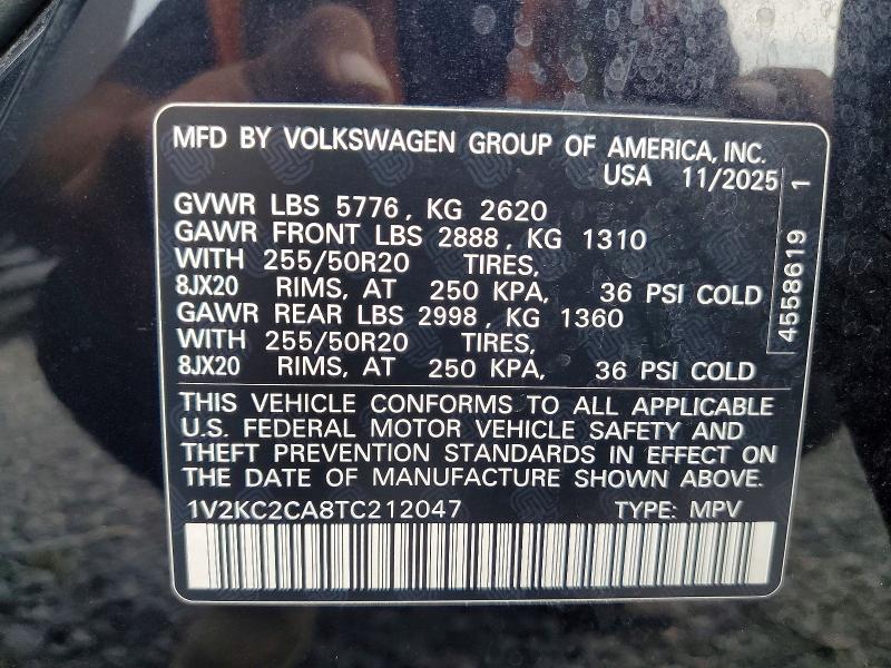 Aukcja sprzedaży 2026 Volkswagen Atlas Cross Sport, vin: 1V2KC2CA8TC212047, numer aukcji: 61780846