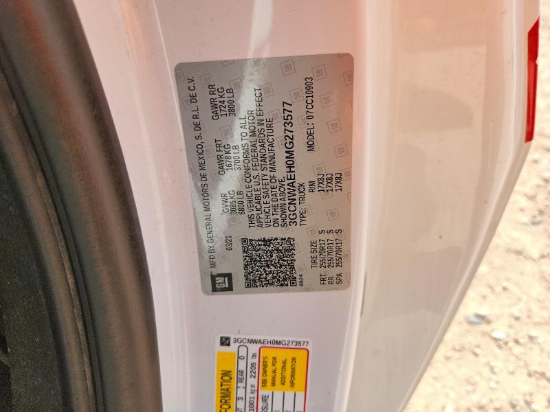 Aukcja sprzedaży 2021 Chevrolet Silverado, vin: 3GCNWAEH0MG273577, numer aukcji: 59620756