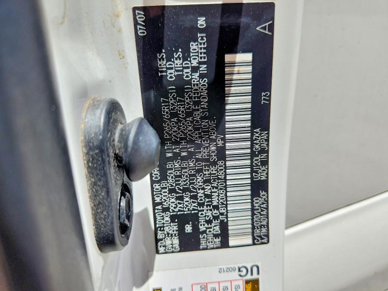 Aukcja sprzedaży 2007 Lexus Gx, vin: JTJBT20X870148008, numer aukcji: 61746946