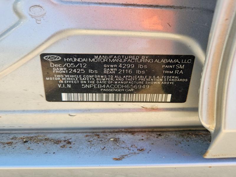 Продаж на аукціоні авто 2013 Hyundai Sonata, vin: 5NPEB4AC0DH656949, номер лоту: 59646796