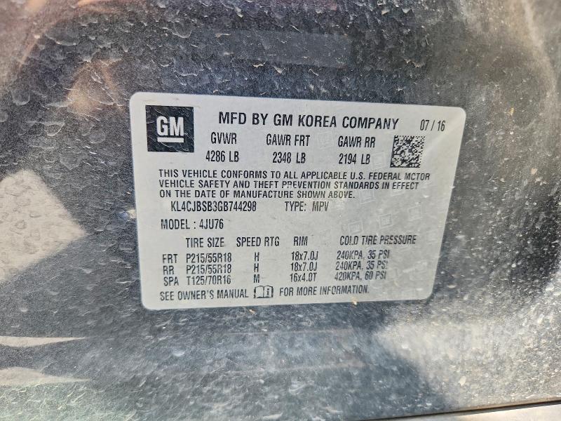 Aukcja sprzedaży 2016 Buick Encore, vin: KL4CJBSB3GB744298, numer aukcji: 62158336
