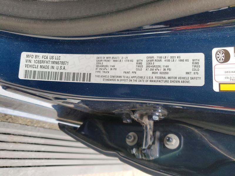 Продажа на аукционе авто 2021 Ram 1500, vin: 1C6SRFHT1MN678871, номер лота: 59352886
