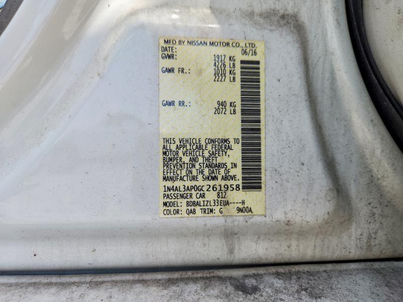 Aukcja sprzedaży 2016 Nissan Altima, vin: 1N4AL3AP0GC261958, numer aukcji: 62673666