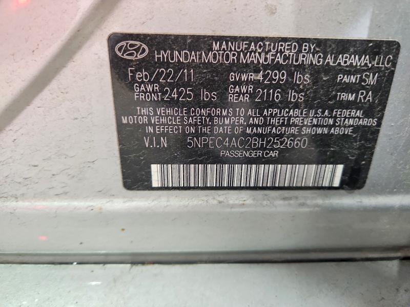 59130246 :رقم المزاد ، 5NPEC4AC2BH252660 vin ، 2011 Hyundai Sonata مزاد بيع