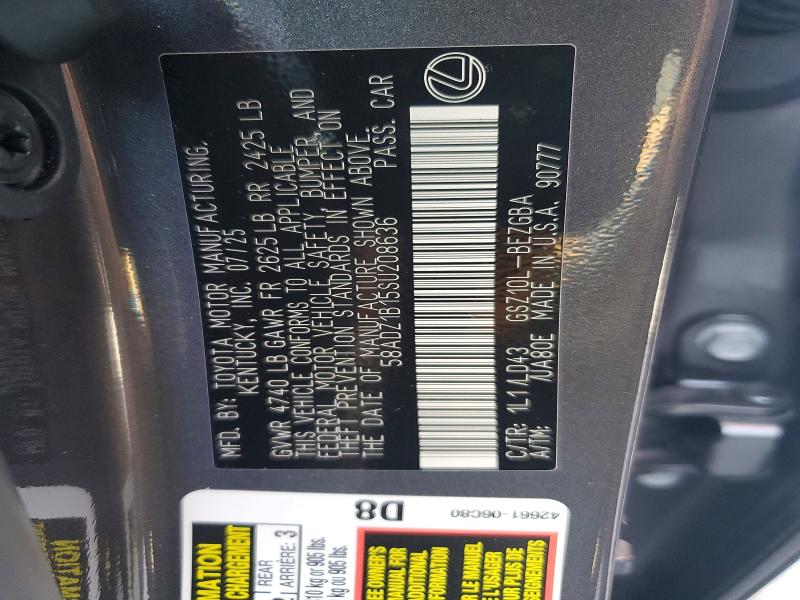 Aukcja sprzedaży 2025 Lexus Es 350, vin: 58ADZ1B15SU208636, numer aukcji: 61493886