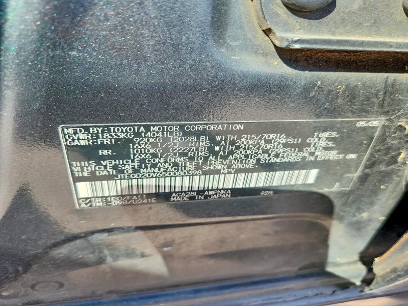 Aukcja sprzedaży 2005 Toyota Rav4, vin: JTEGD20V650080398, numer aukcji: 59882046