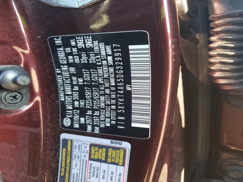 Продажа на аукционе авто 2013 Kia Sorento, vin: 5XYKT4A65DG329917, номер лота: 62429496